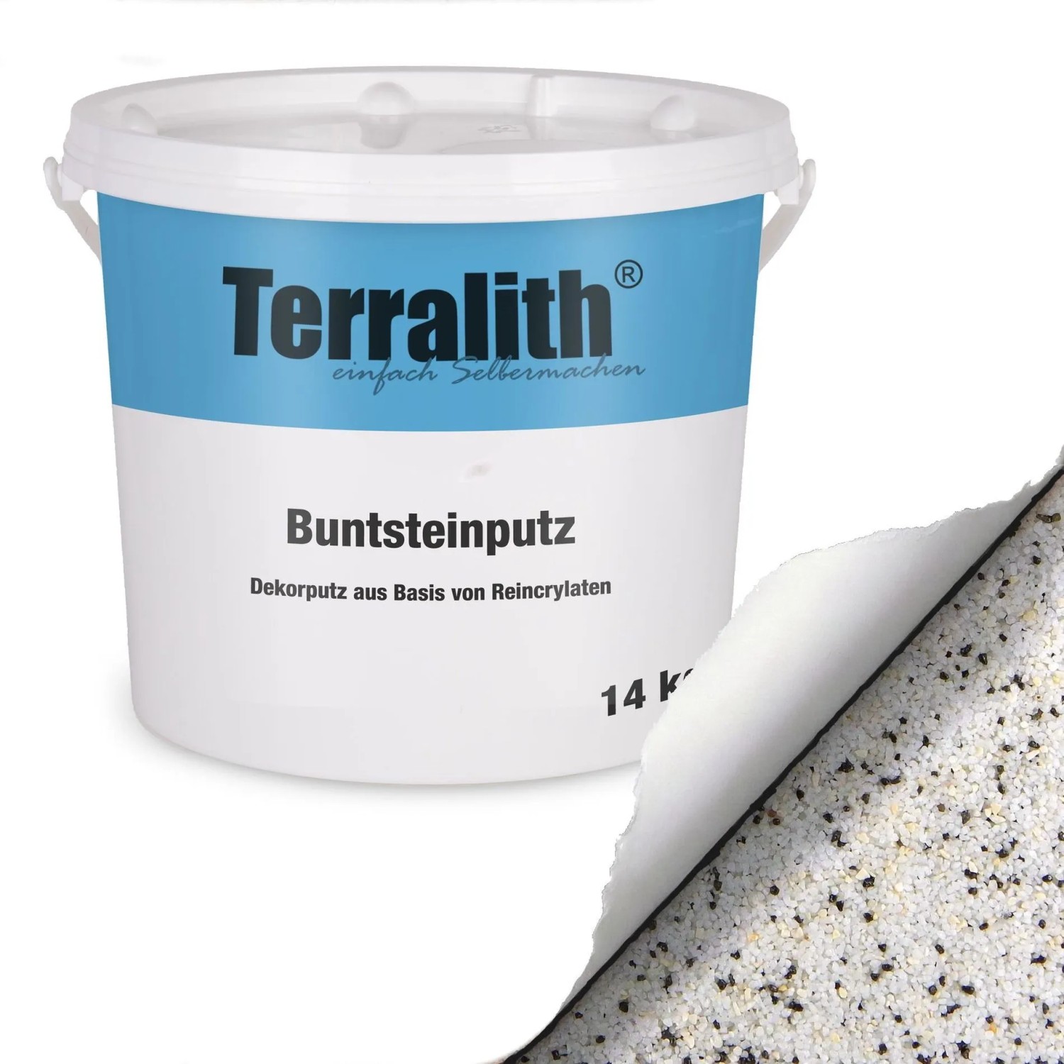 Terralith Buntsteinputz Mosaikputz 2mm 14 kg BSP75 Weiss Beige Schwarz