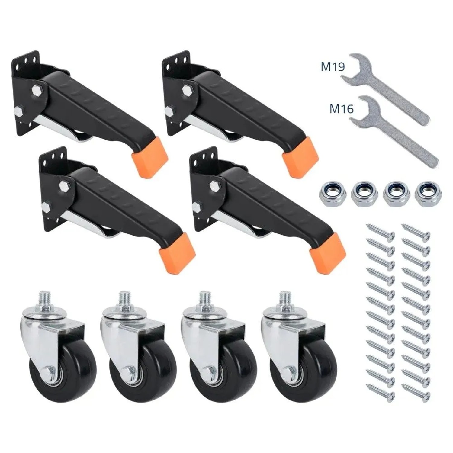 HMF 6750 Schwerlastrollen Absenkbar für Werkbank 4 Stück 65 mm bis 300 kg Schwarz_7