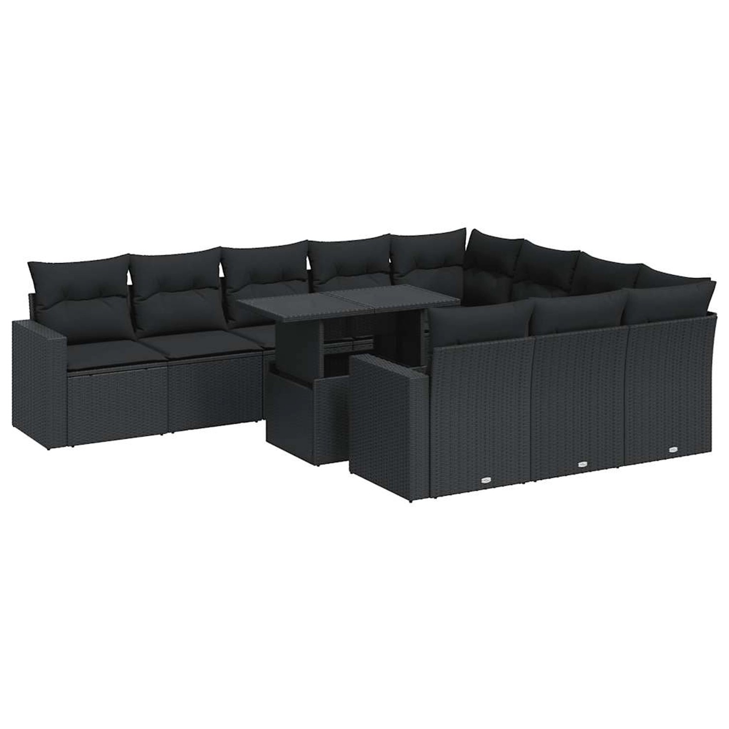 vidaXL 11-Tlg Garten-Sofagarnitur mit Kissen Schwarz Poly Rattan 3326386 günstig online kaufen