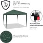 Grüner 3x3m Pop-Up Pavillon mit UV-Schutz und wasserdichtem Dach. Einfacher Aufbau durch Faltsystem.