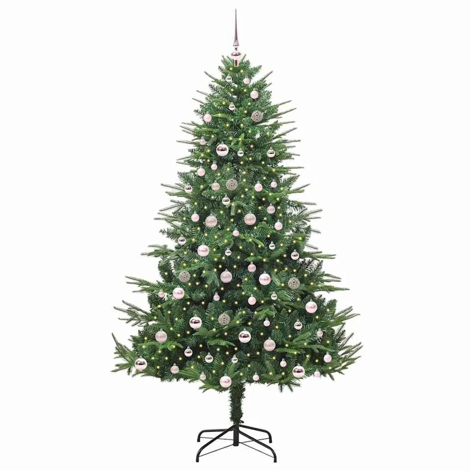 vidaXL Künstlicher Vorbeleuchteter Weihnachtsbaum mit Kugelset Grün 3395359