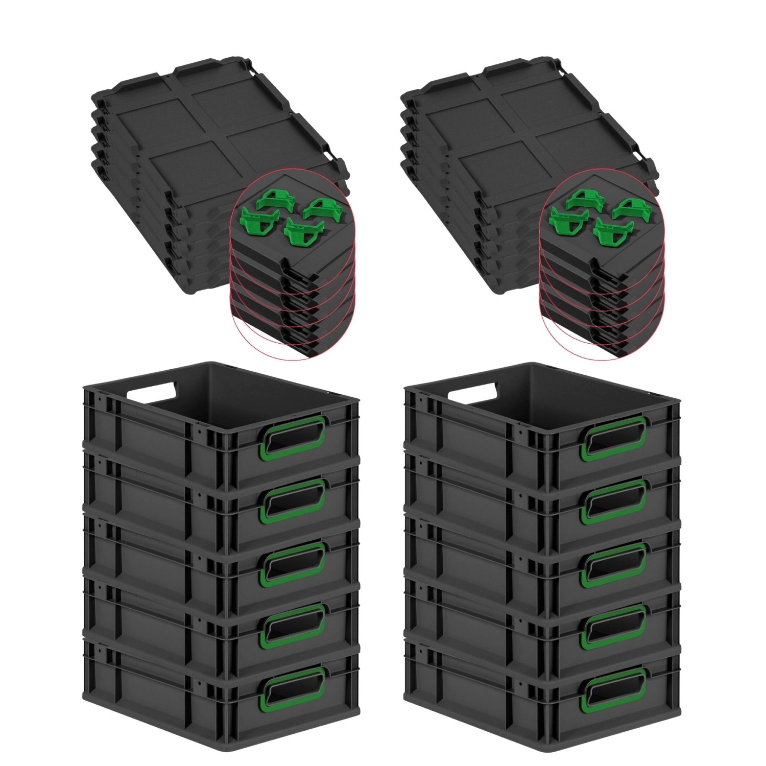 PROREGAL SparSet 10x Eurobox Nextgen Color Mit Auflagedeckel HxBxT 12x30x40 günstig online kaufen