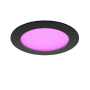 Schwarzer Philips Hue Einbauspot Slim, 17 cm, mit farbigem Licht.