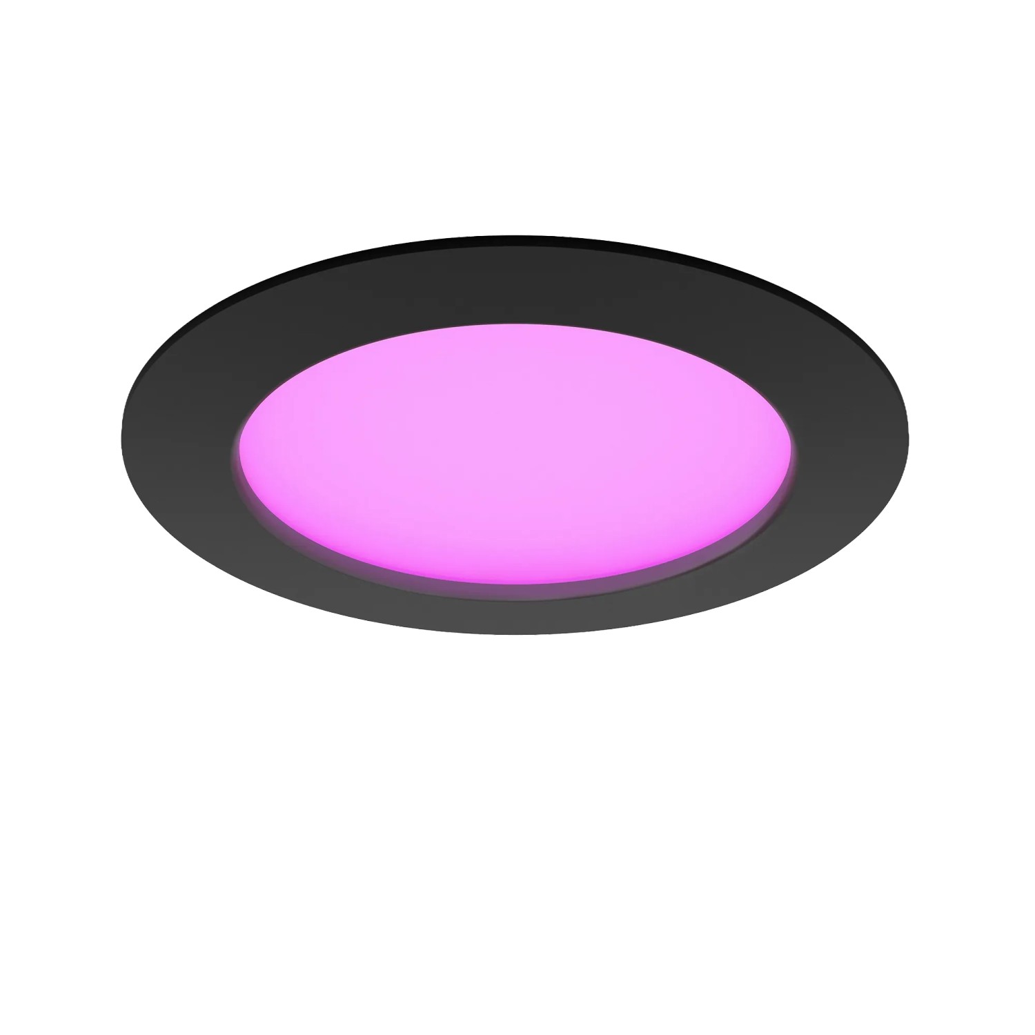 Schwarzer Philips Hue Einbauspot Slim, 17 cm, mit farbigem Licht.