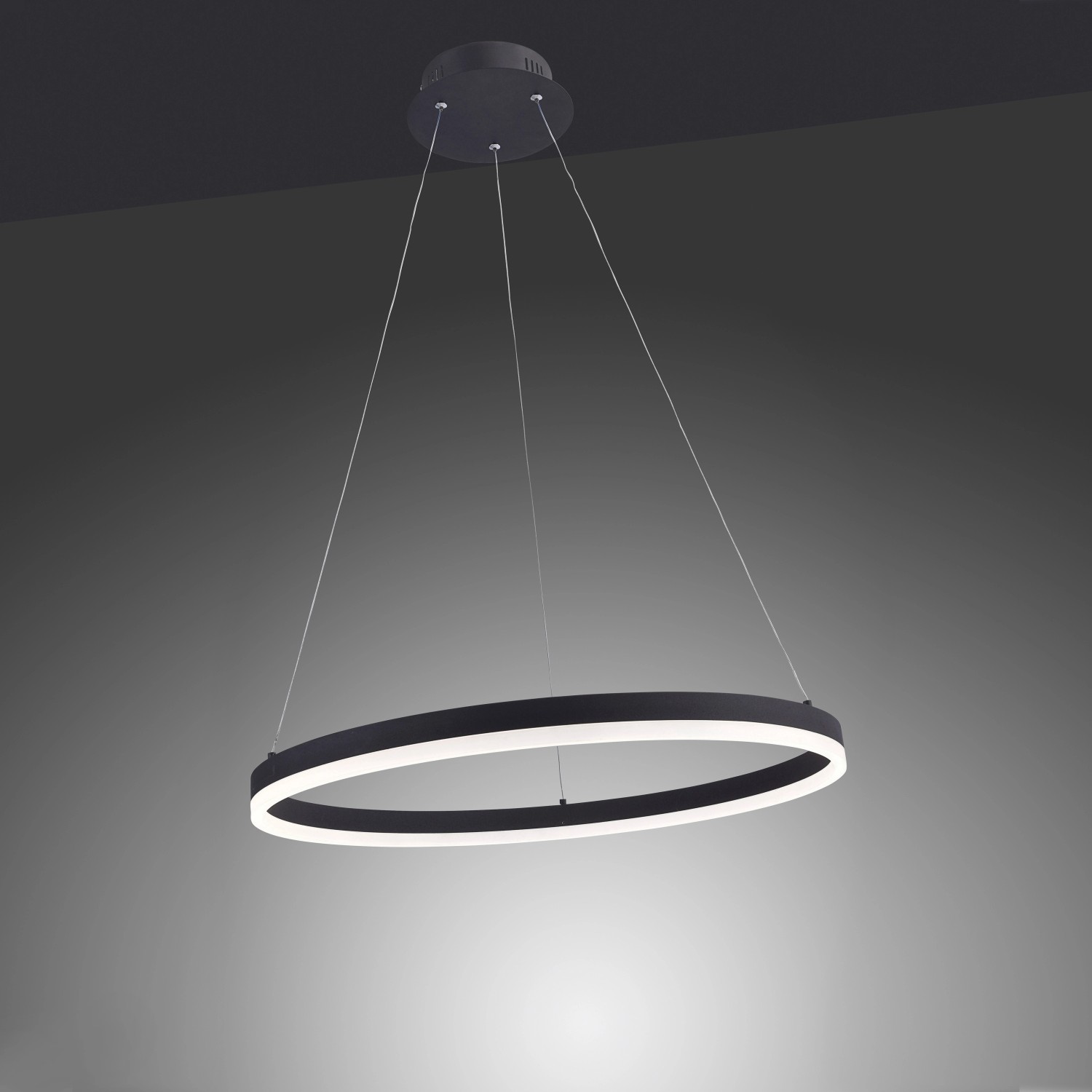 Moderne LED-Pendelleuchte Titus von Paul Neuhaus, anthrazitfarben, Ø 60 cm.