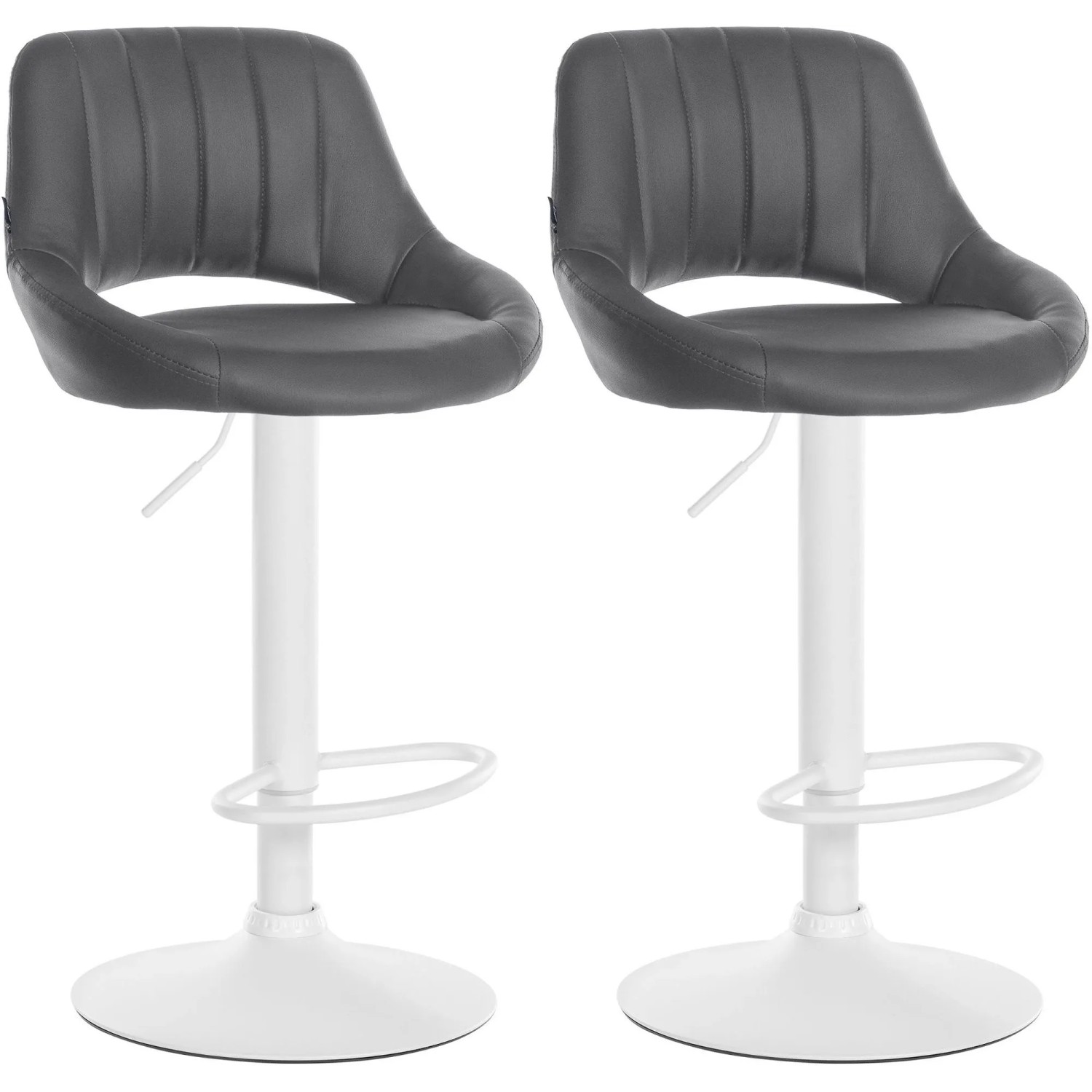 DELUKE 2er Set Barhocker SEGAD Kunstleder Grau 47x48x85cm Weiß Barstuhl Höhenverstellbar Mit Lehne Drehbar Tresenhocker Tresenstuhl