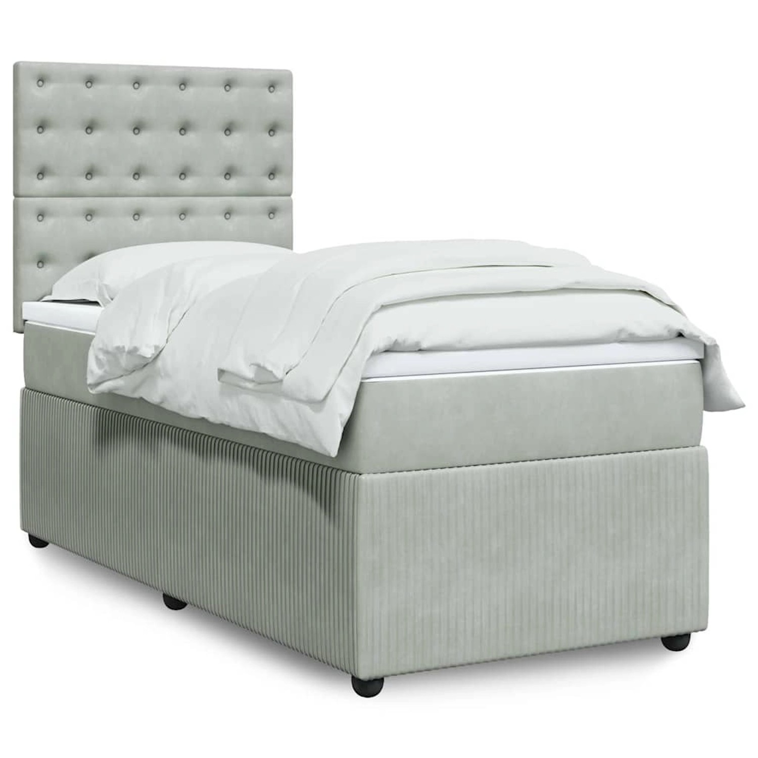 vidaXL Boxspringbett mit Matratze Hellgrau 90x190 cm Samt 3294526 günstig online kaufen