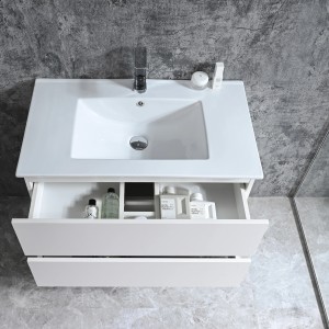 Sanotechnik Einzelwaschtisch Corbo, 80 cm, Weiß Matt mit Softclose und zwei Schubladen.
