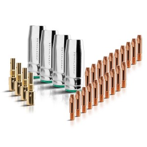 STAHLWERK MIG MAG Alu-Set AK25/MB25: Schweißbrenner, Gasdüsen, Stromdüsen für Aluminium und Stahl.