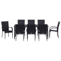 vidaXL Garten Essgruppe, 9-teilig, schwarz, Poly Rattan. Gartentisch mit 8 Stühlen für Terrasse & Garten.