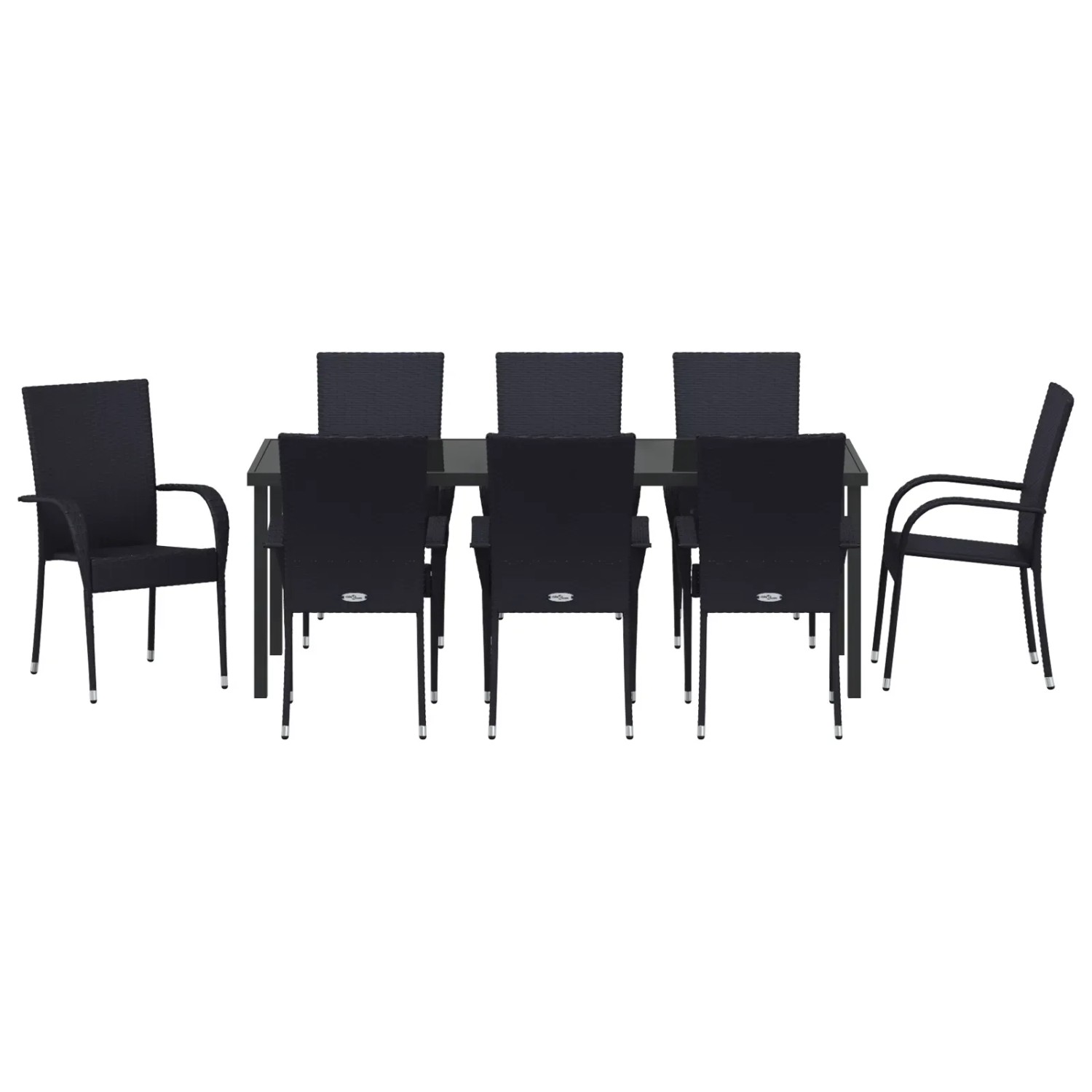 vidaXL Garten Essgruppe, 9-teilig, schwarz, Poly Rattan. Gartentisch mit 8 Stühlen für Terrasse & Garten.