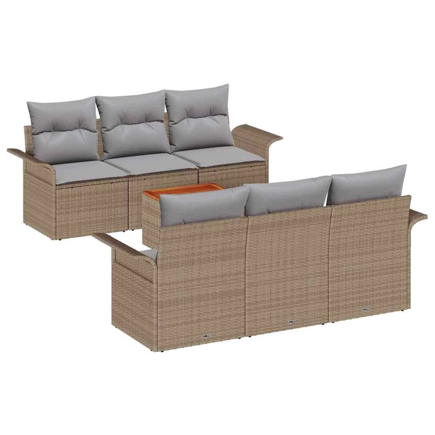 vidaXL Garten-Sofa-Set 7-Tlg Beige Poly Rattan 3347273 günstig online kaufen