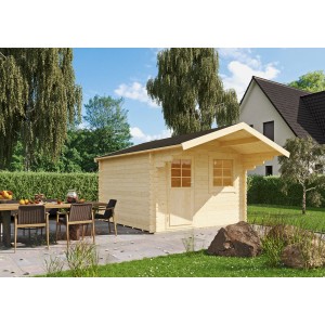 Kiehn-Holz Gartenhaus KH 44-015, naturbelassenes Holzhaus 300x300 cm im Garten.