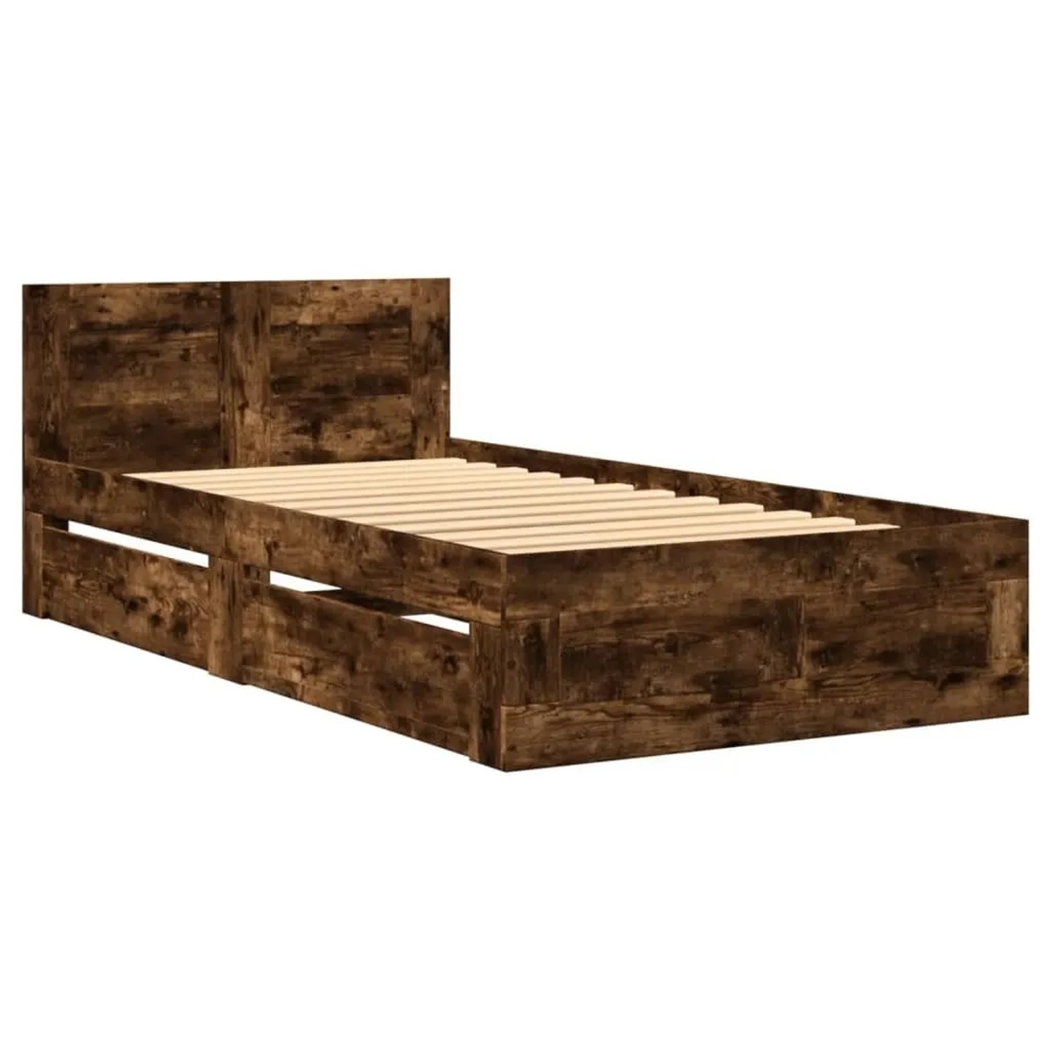 vidaXL Bettgestell mit Kopfteil Räuchereiche 75x190 cm Holzwerkstoff 329562 günstig online kaufen