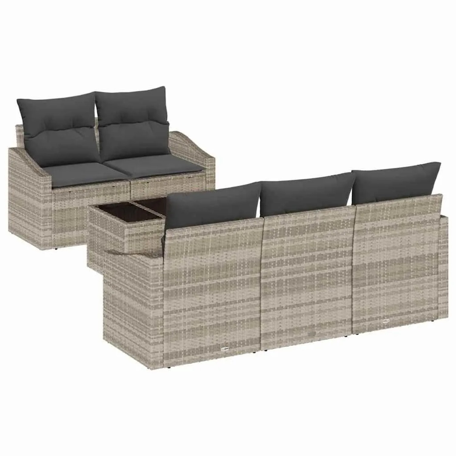 vidaXL Sofa Set mit Kissen 6-Tlg Hellgrau Poly-Rattan 3346602 günstig online kaufen