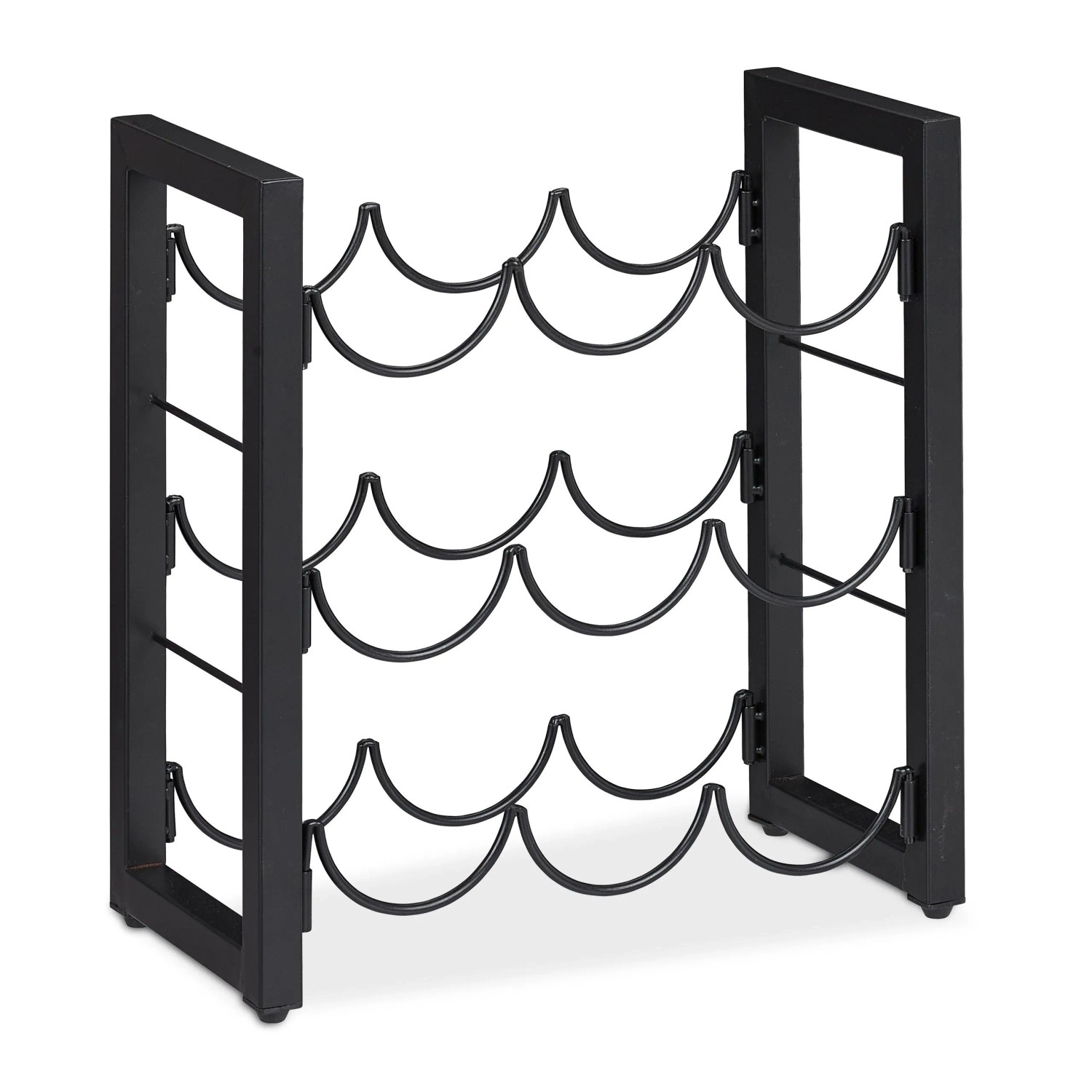 Relaxdays Weinregal Eisen Schwarz für 9 Flaschen 37 cm x 35 cm x 17 cm 1,4 kg