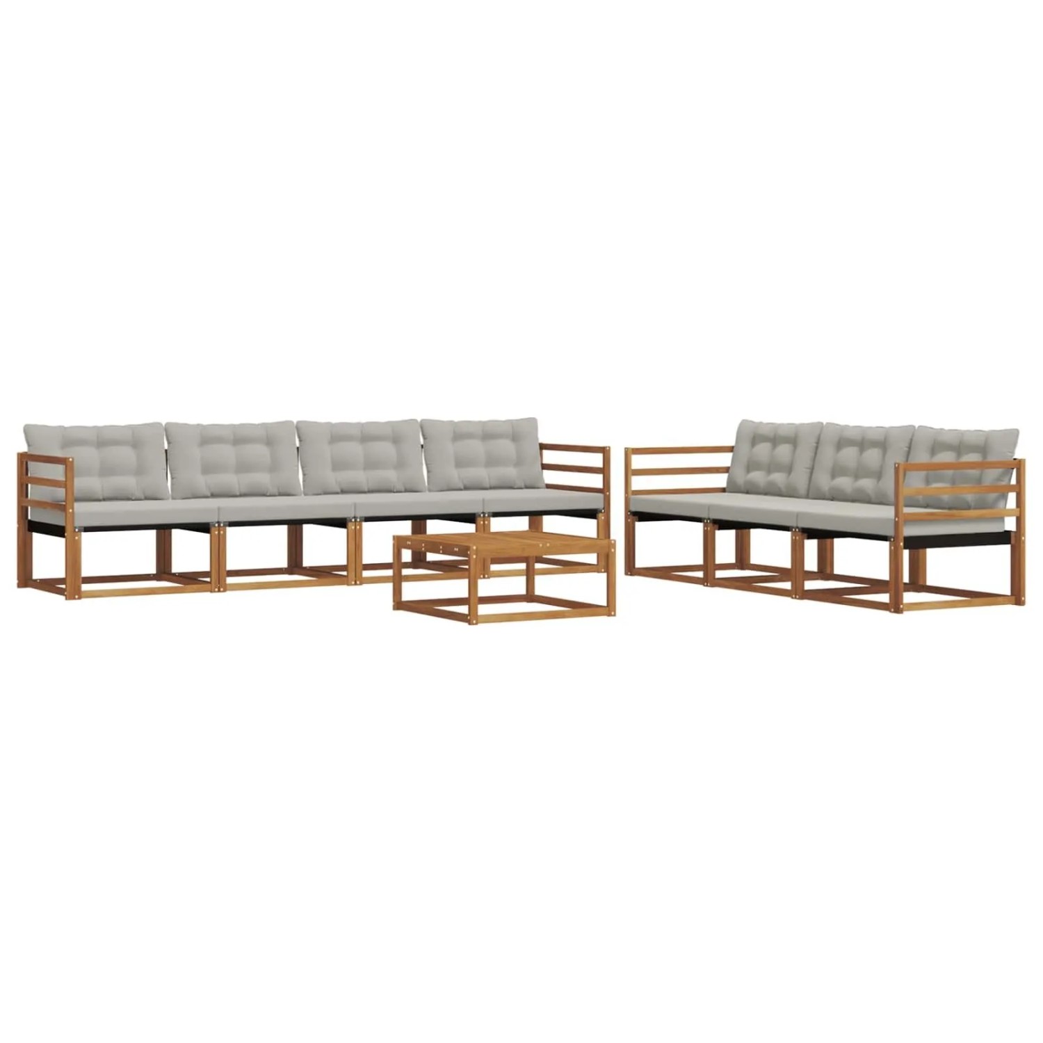 Thumbnail - vidaXL Outdoor-Sofagarnitur mit Kissen 8-Tlg Natur und Hellgrau 3369254