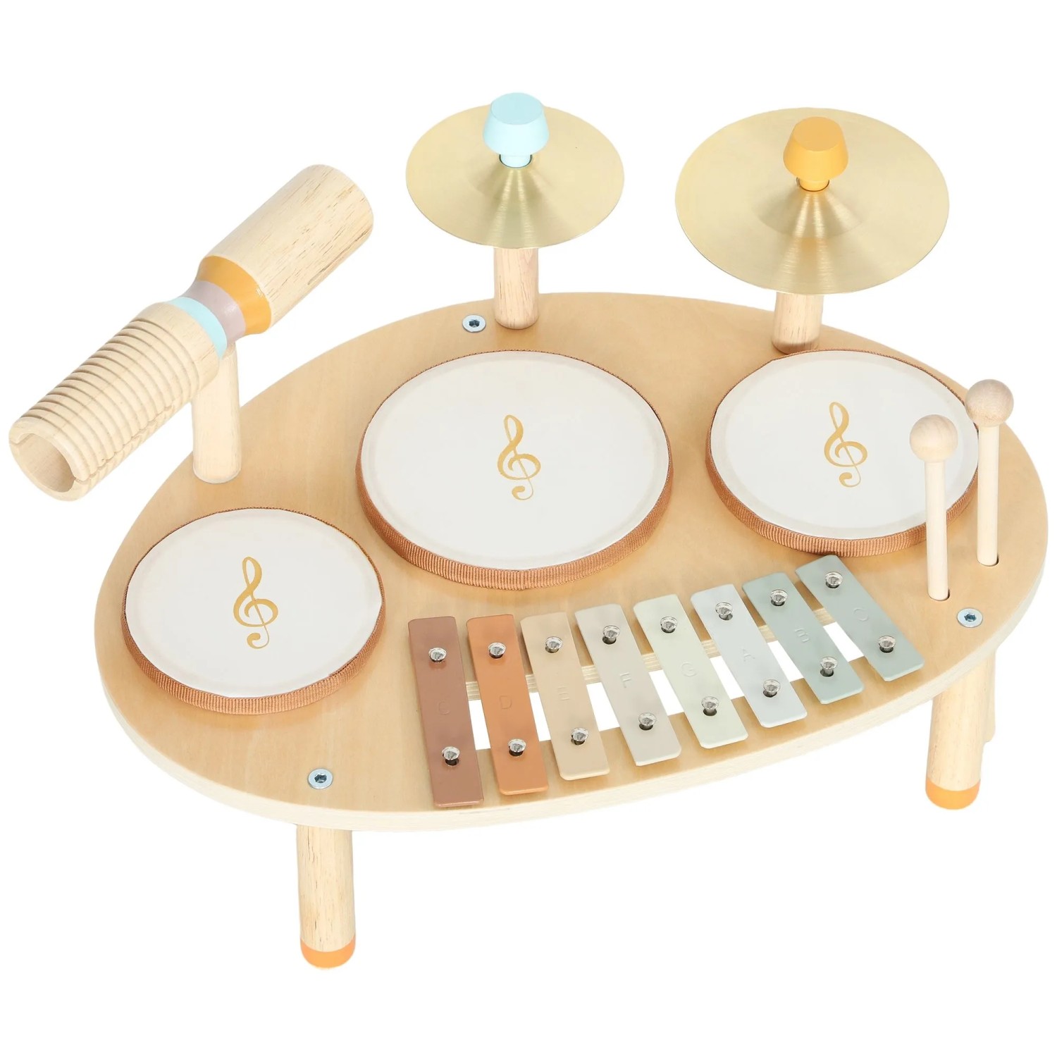 AIYAPLAY Schlagzeug Kinder Mehrschichtenplatte Metall 39,5L x 28,5B x 23H cm Naturholz