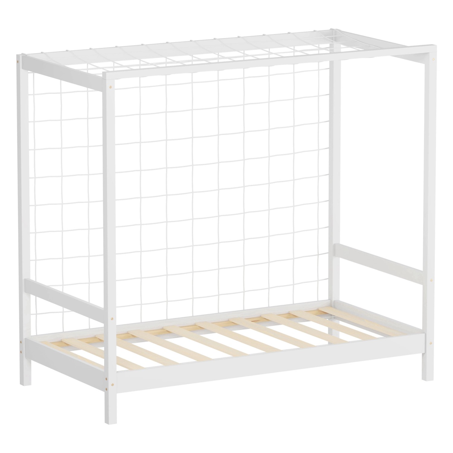 Ml-Design Kinderbett Fußballtor 80x160 cm Weiß Kiefernholz Massiv