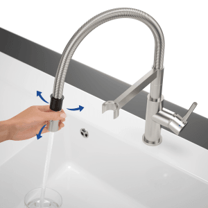 Villeroy & Boch Küchenarmatur Steel Expert Compact Hochdruck Armatur Umschaltfunktion Wassersparend Edelstahl Massiv
