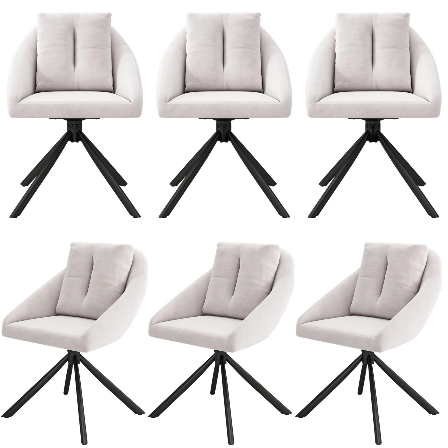 Merax Samt Esszimmerstuhl 6er Set Drehbar Ergonomisch Beige