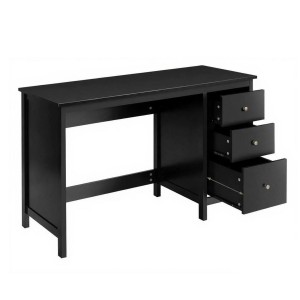 Schwarzer Costway Schreibtisch mit 3 Schubladen, ideal für Büro und Arbeitszimmer.