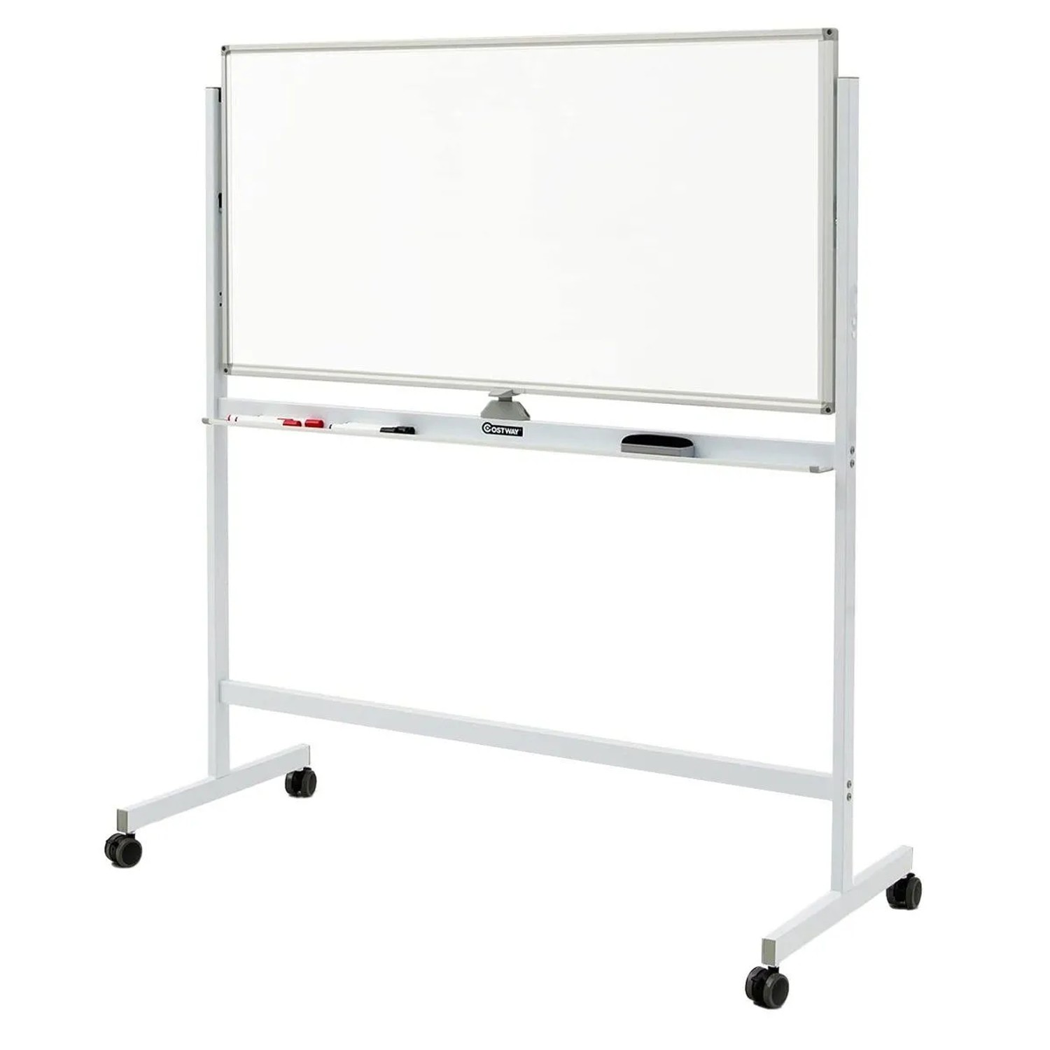 Costway Mobiles Whiteboard mit Ständer & Rollen Weiß 120 x 60 cm