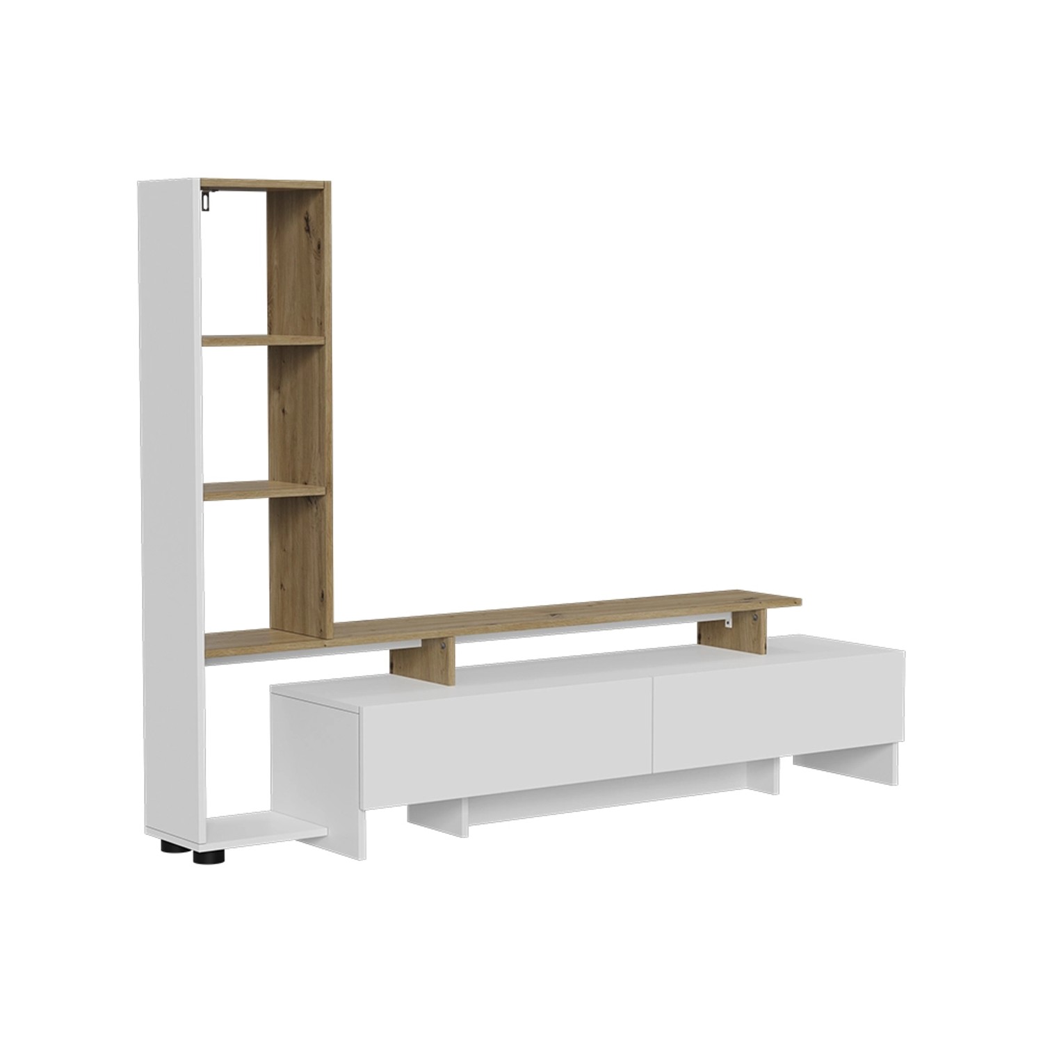 Vicco Lowboard Tavora Weiß/Eiche 168 x 120 mit 2 Schubladen günstig online kaufen