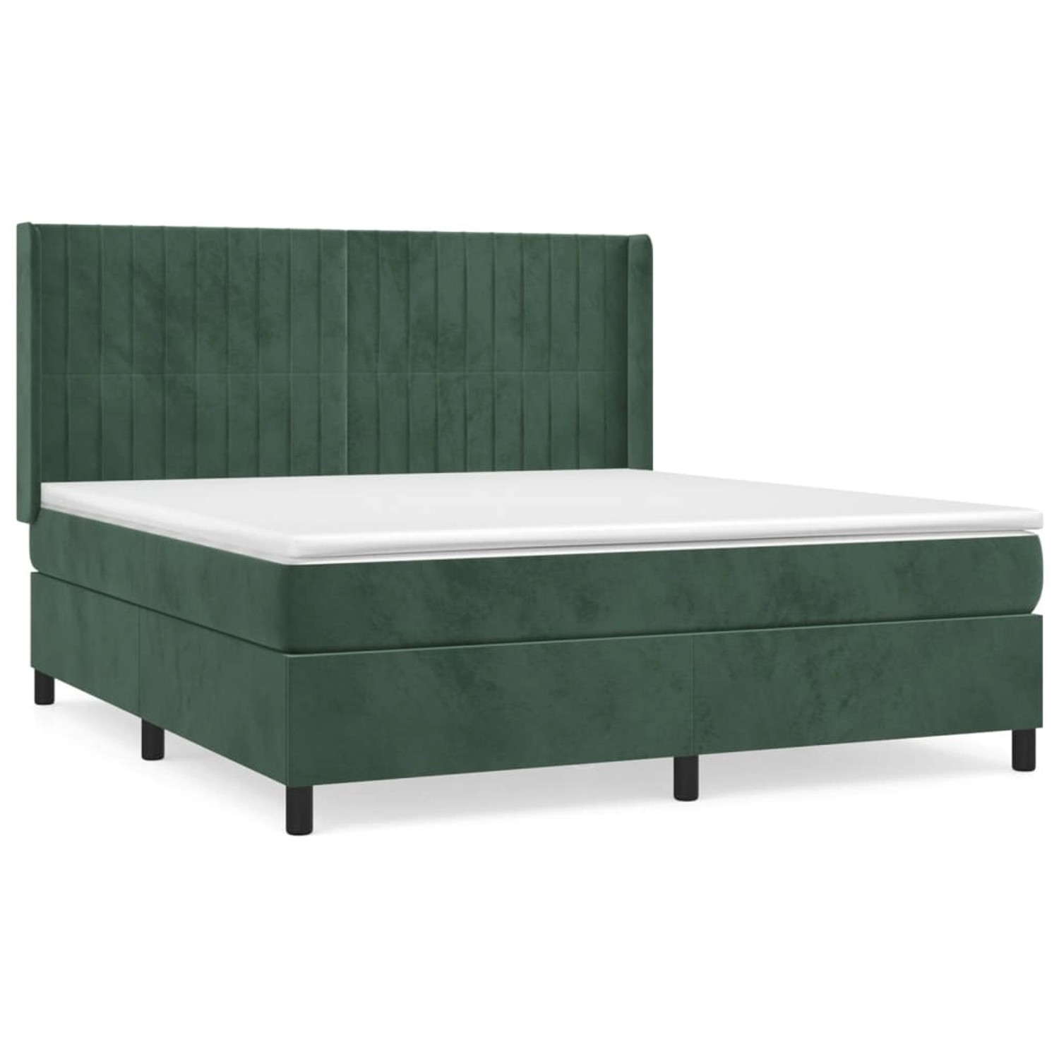 vidaXL Boxspringbett mit Matratze Dunkelgrün 160x200 cm Samt1368214 günstig online kaufen