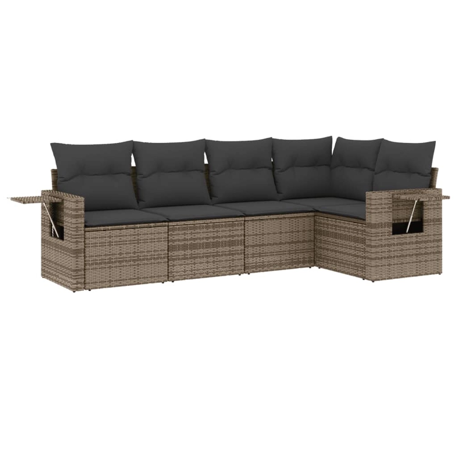 vidaXL 5-Tlg Garten-Sofagarnitur mit Kissen Grau Poly Rattan 3220129 günstig online kaufen
