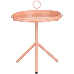 Pfirsichfarbener Aston Beistelltisch mit abnehmbarem Tablett, 40x30,5 cm, für die Gartendekoration.
