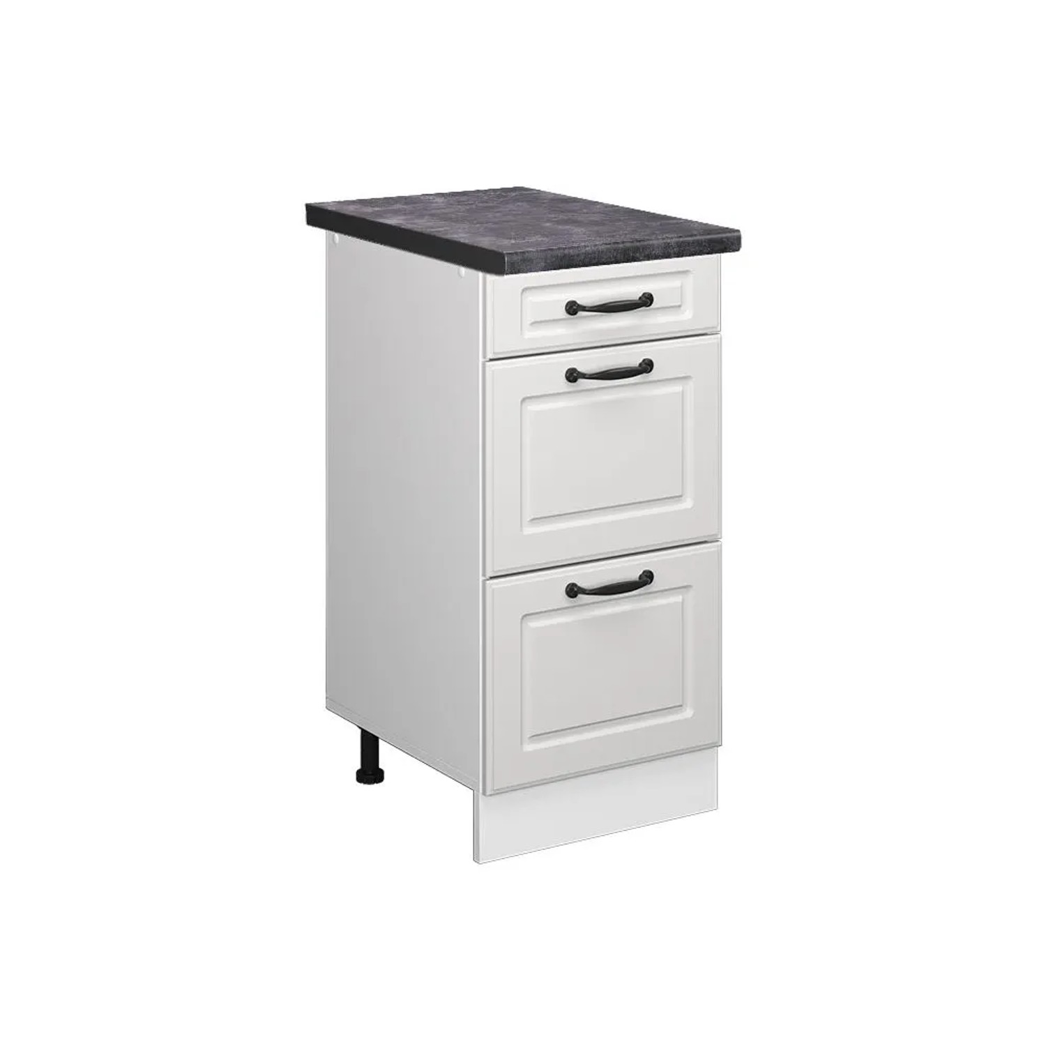 Vicco Küchenunterschrank R-Line Weiß Landhaus Weiß 40 cm mit Schubladen AP Anthrazit