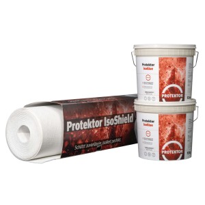 Protektor Innendämmung Set: 1 Rolle Wärmedämmung, 2 Eimer IsoGlue Kleber.
