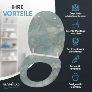 SANILO WC-Sitz Marmor Italia mit Absenkautomatik und Top-Fix-Befestigung.