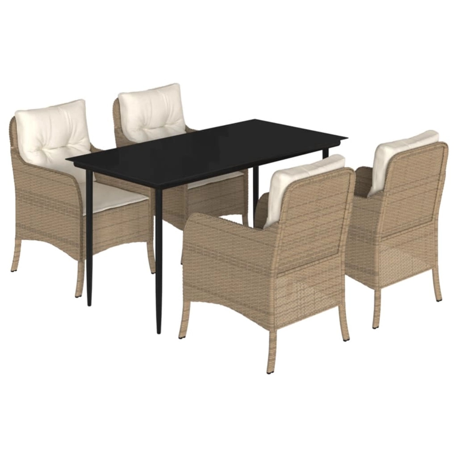 vidaXL 5-Tlg Garten-Essgruppe mit Kissen Beige Poly Rattan 3211964 günstig online kaufen