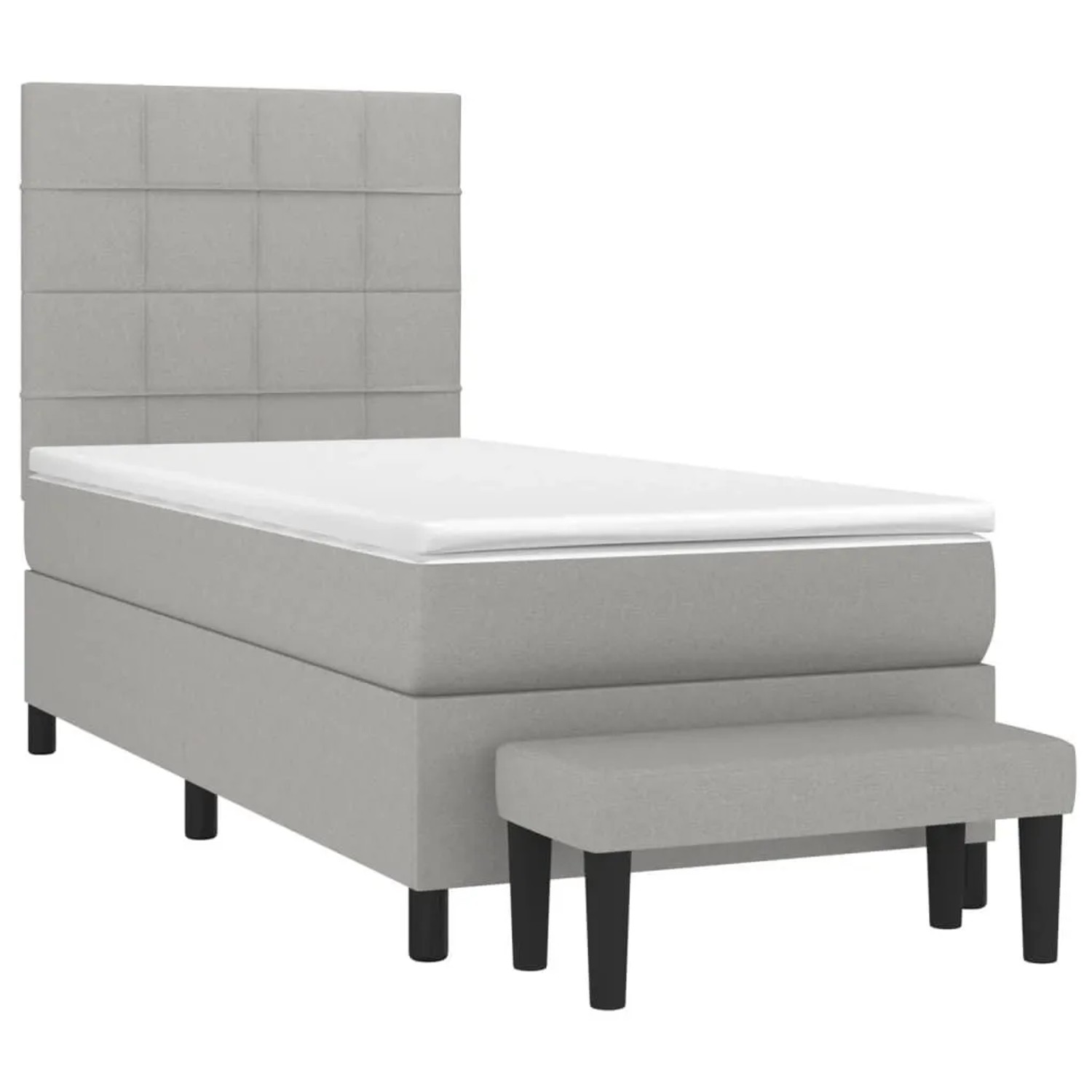 vidaXL Boxspringbett mit Matratze Hellgrau 90x200 cm Stoff 3136565 günstig online kaufen