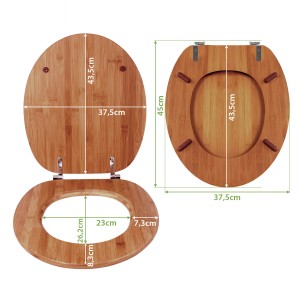 Banjado WC-Sitz aus Bambus mit Fliesendesign, Universal Toilettendeckel für Standard WCs.