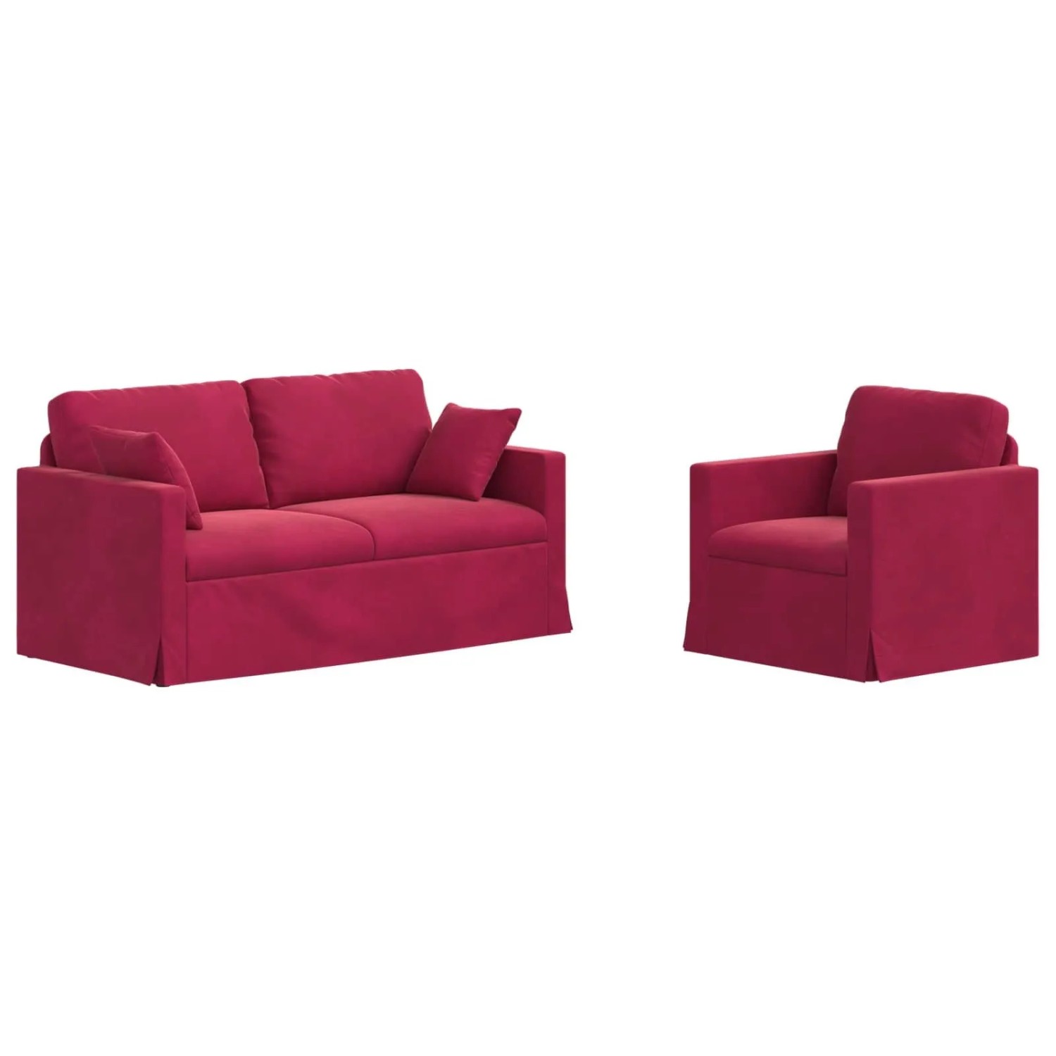 vidaXL Sofa 2-Tlg Weinrot 158 x 78 x 80 cm Samt 3407556