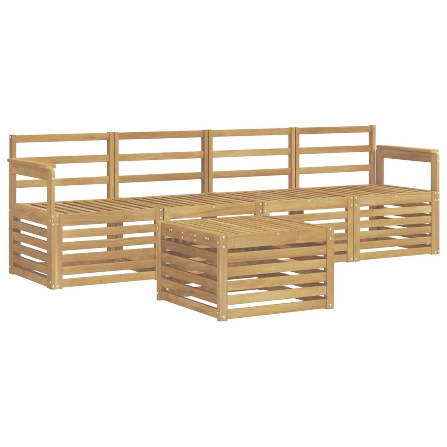 vidaXL Outdoor-Sofagarnitur 5-Tlg Weiß Massivholz Akazie 3391339