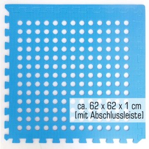 Blaue eyepower Poolmatte 62x62x1 cm aus EVA-Schaum mit Drainage. Puzzle-Bodenschutz.