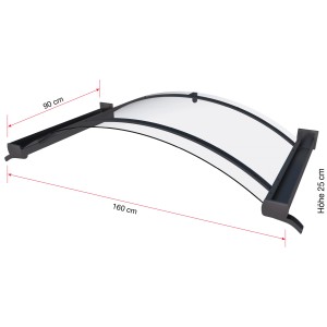 Gutta Bogenvordach BV/B 160 in Anthrazit, 160x90x25 cm, mit Acrylglas und Aluminiumrahmen.