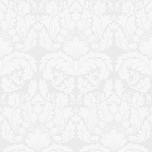 Überstreichbare, weiße Barock Tapete mit floralem Ornament Muster für Wohn- und Schlafzimmer.