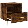 Nachttisch in Räuchereiche mit Schublade und Fach, Holzwerkstoff, goldfarbener Griff.