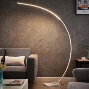 Lindby LED Stehlampe Bogenleuchte Kendra 9626562 Dimmbar Modern in Weiß aus Metall 1-flammig Wohnzimmerleuchte