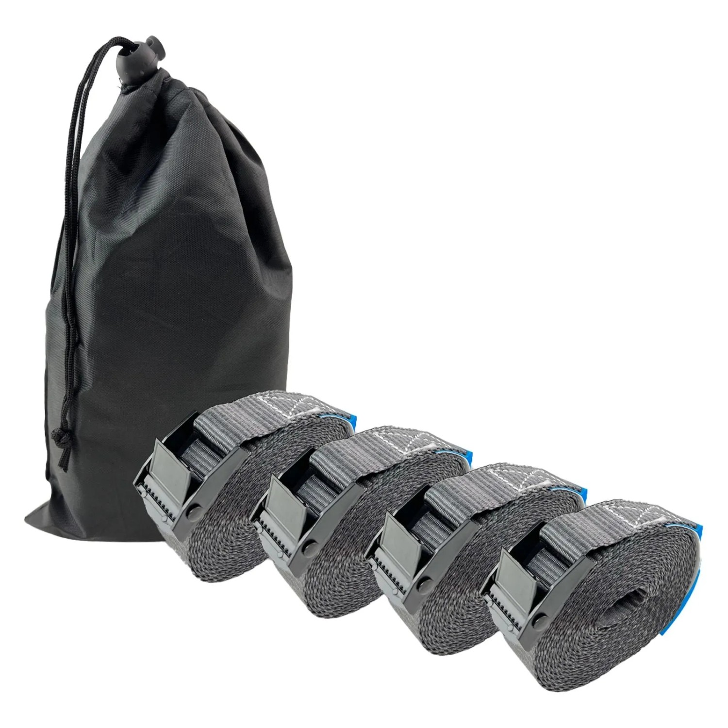 TRUTZHOLM 4x Spanngurt mit Klemmschloss 1 Teilig 2,5m 250kg Traglast Anthrazit mit Tasche