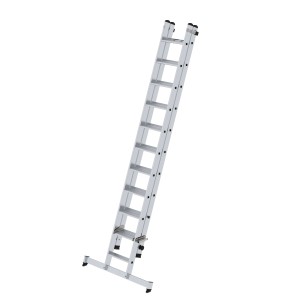 PROREGAL Stufen-Schiebeleiter, 2-teilig, mit Traverse für sicheren Stand. Aluminium Leiter mit 11/10 Stufen.