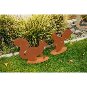 Ferrum Art Design Deko-Eichhörnchen Pauline, 36 cm, Edelrost, Gartendekoration.