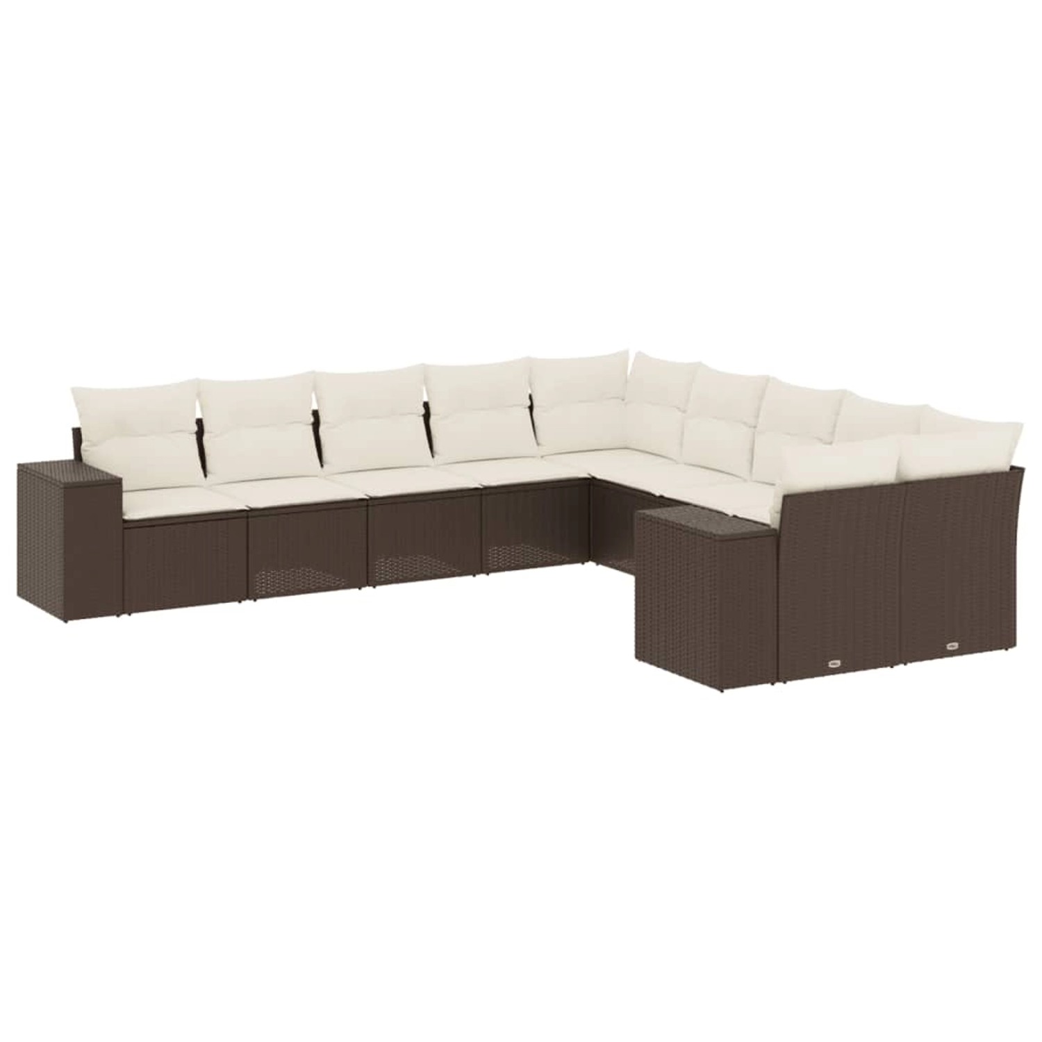 vidaXL 10-Tlg Garten-Sofagarnitur mit Kissen Braun Poly Rattan 3255450 günstig online kaufen