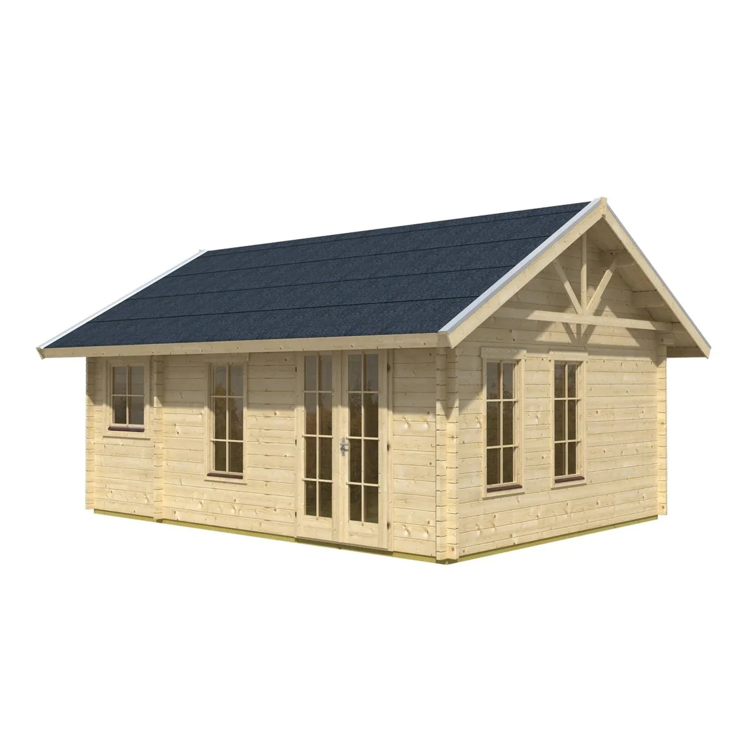Skan Holz Gartenhaus Bern 2, Weekendhaus aus unbehandelter Fichte mit Dachlattung.