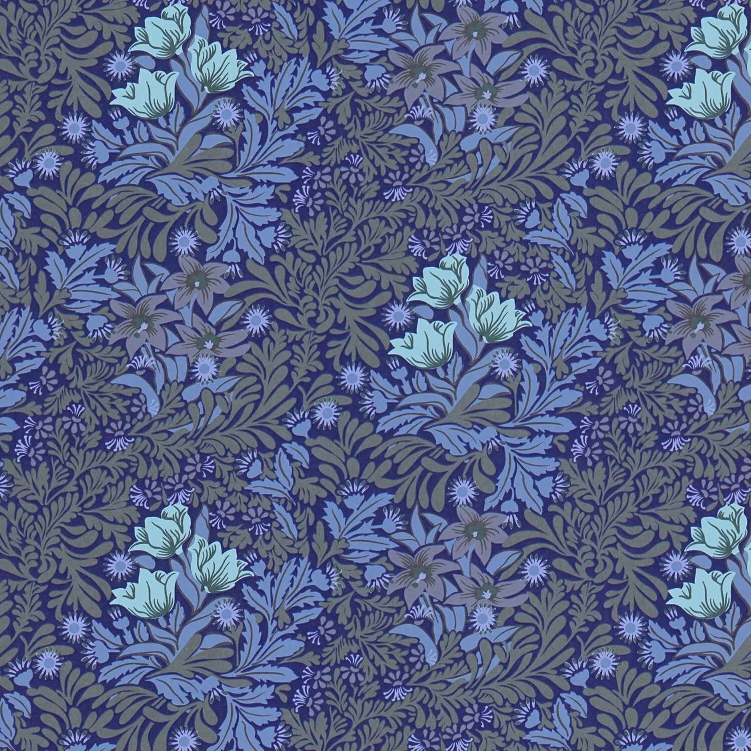 Image of PROFHOME 390571-GU Blumen Tapete Floral Matt Violett Blau Grau-Oliv Grün 0,53 m x 10,05 m 5,33 m2